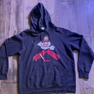 Black Graphic Hoodie - Jesus Saves Design